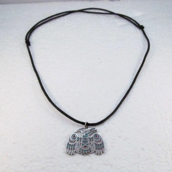 Joe Wilson Raven the Cultural Hero Pendant Necklace with Black Cord Canada - Picture 3 of 12